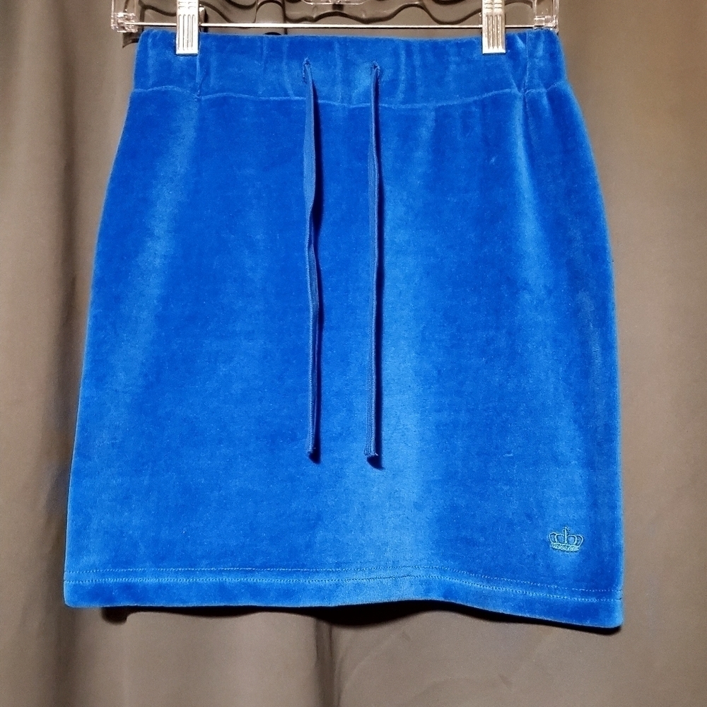 Juicy Couture Y2K Style Juicy Velvet Blue Velour Skirt Size X-Small